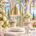 seflqan™ Terrace Bell Candle Warmer Lamp — Adjustable Dimmable Candle Warming Light with Stone Base & Timer