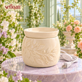 seflqan™ Botanical Relief Ceramic Wax Warmer — Electric Wax Melt Burner with Removable Dish