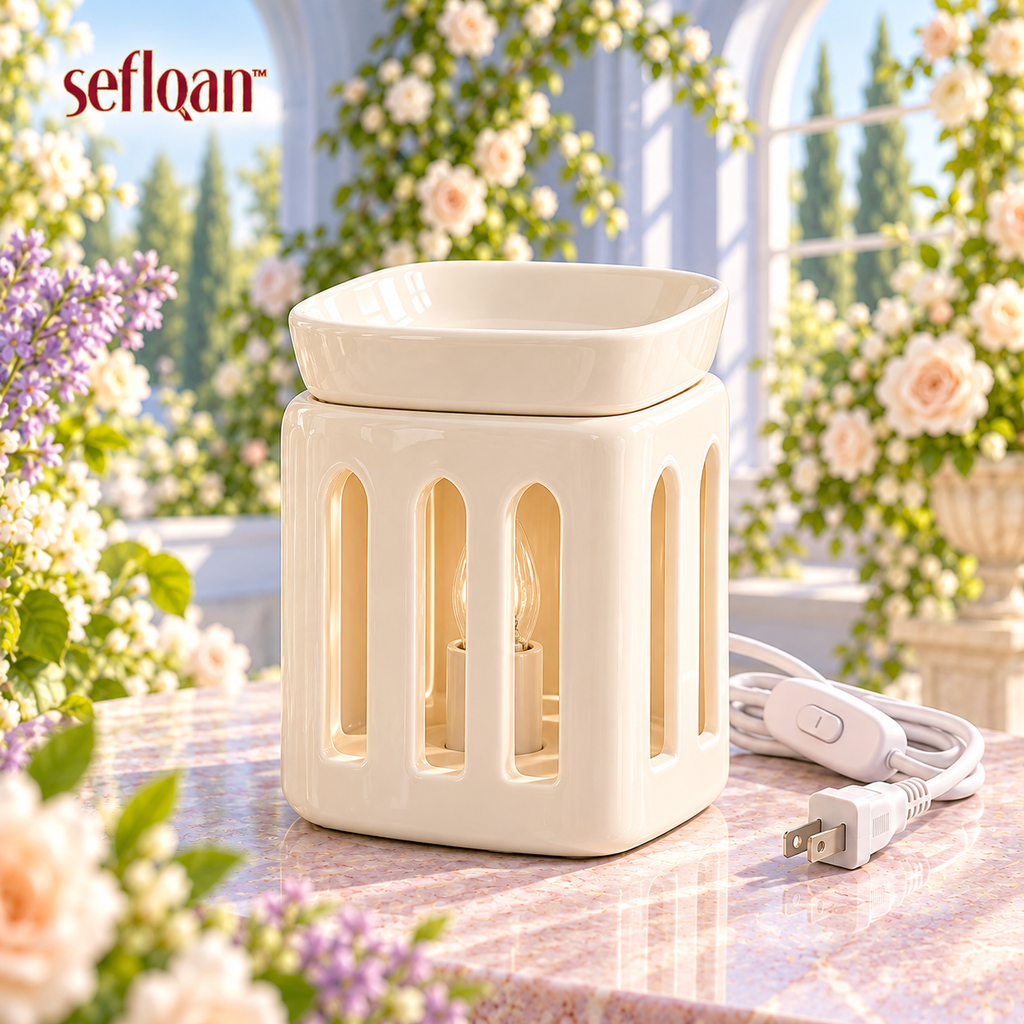 seflqan™ Garden Lantern Wax Warmer — Cutout Ceramic Electric Wax Melter with Removable Dish