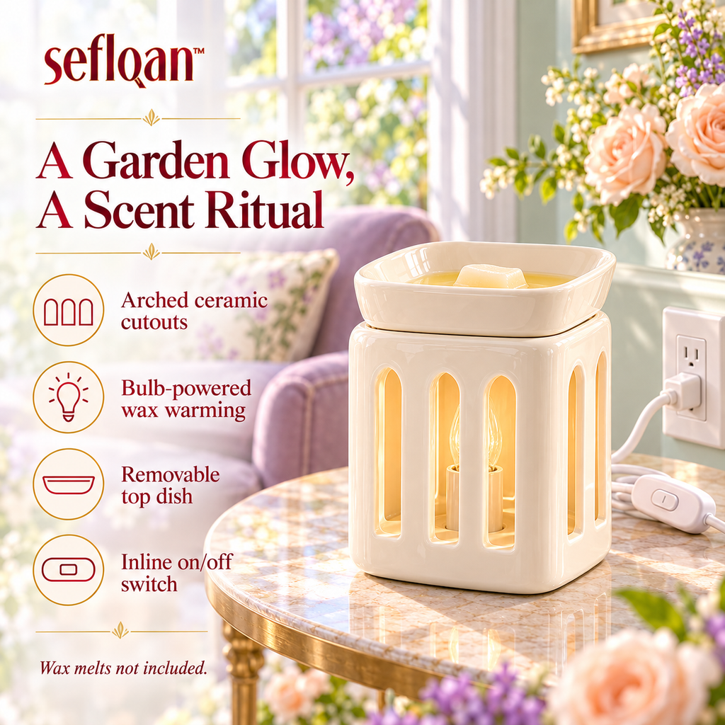 seflqan™ Garden Lantern Wax Warmer — Cutout Ceramic Electric Wax Melter with Removable Dish