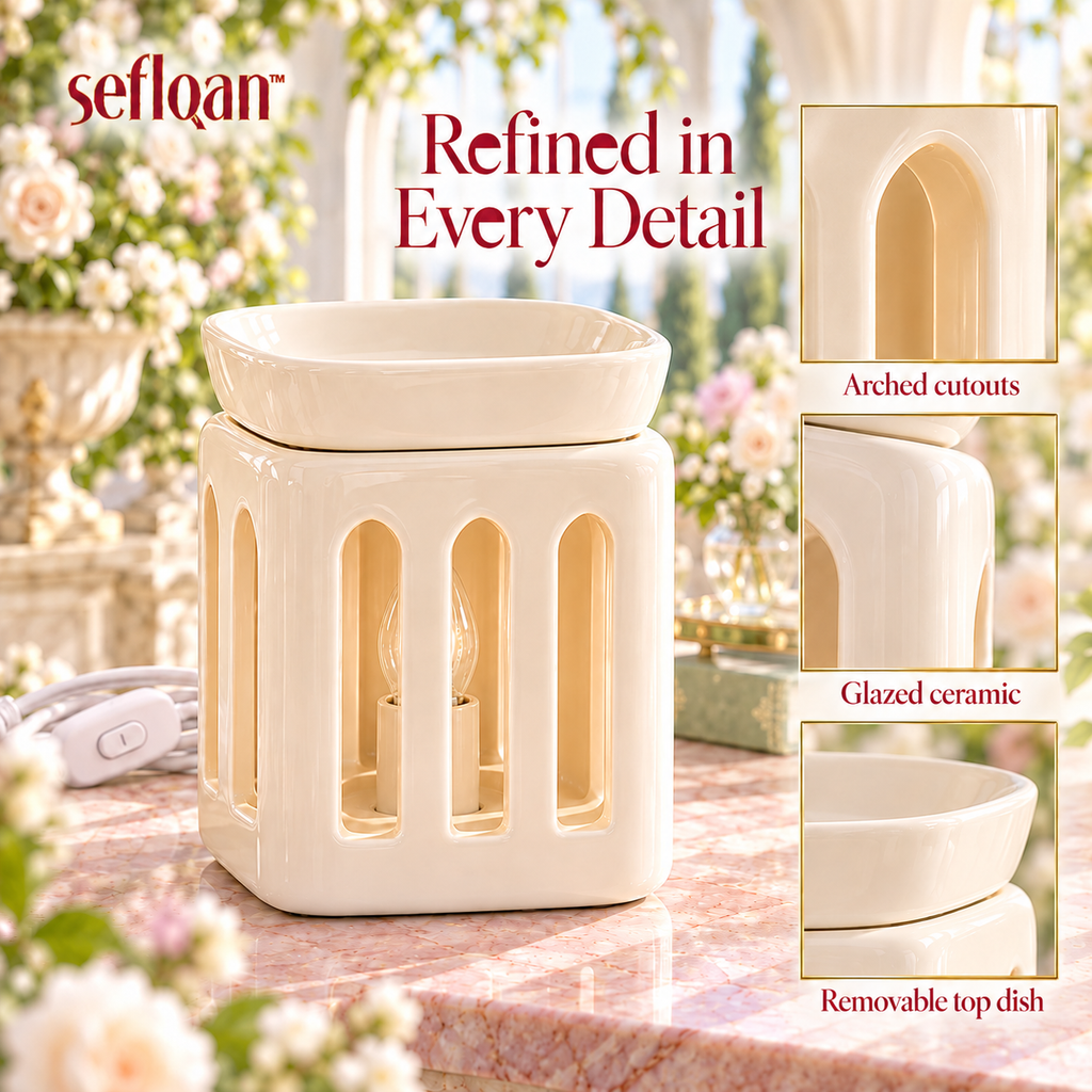 seflqan™ Garden Lantern Wax Warmer — Cutout Ceramic Electric Wax Melter with Removable Dish