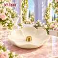 seflqan™ Petal Pool Incense Holder — Round Ceramic Ash Catcher Dish with Removable Stick Holder